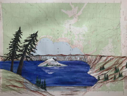 Crater lake map painting