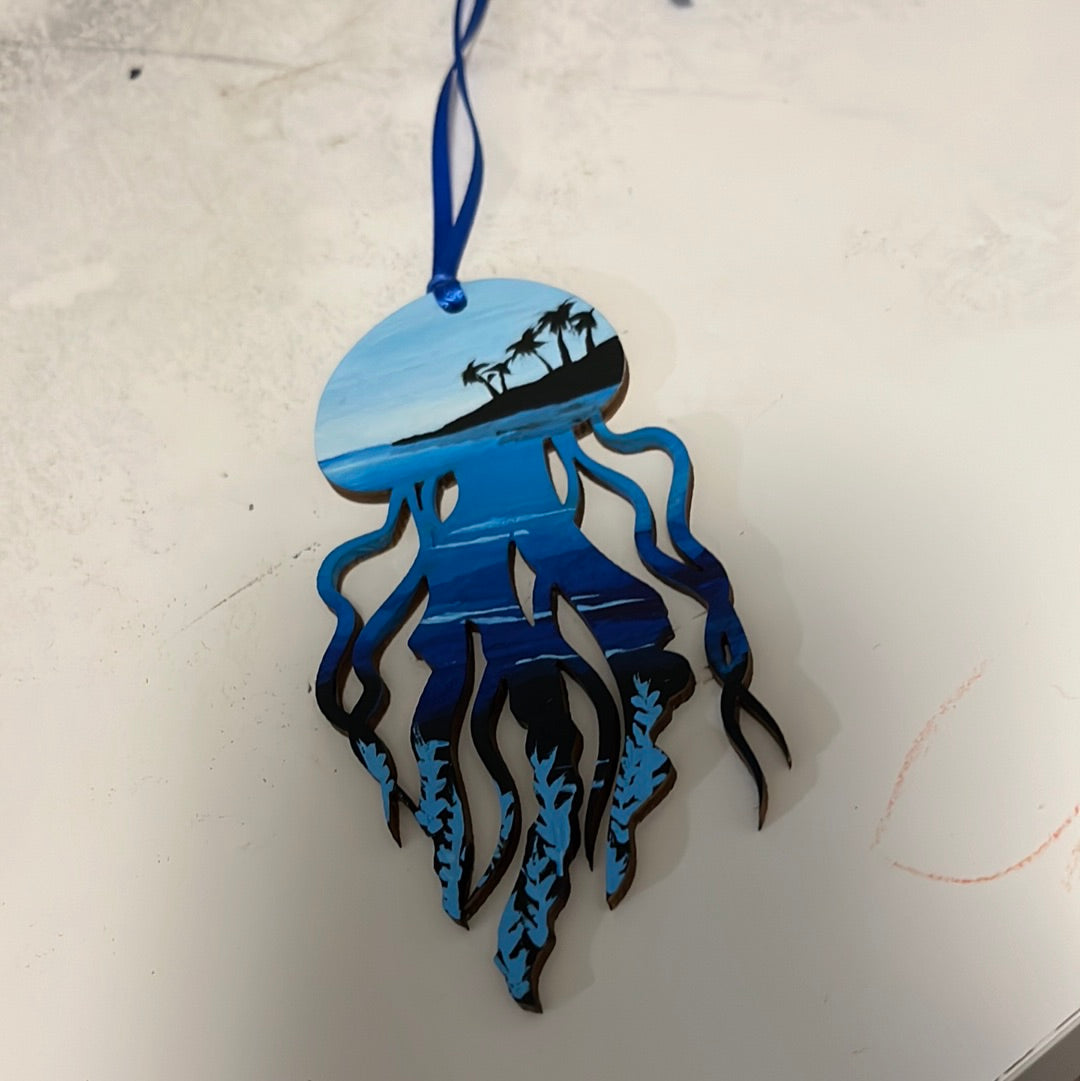 Blue jellyfish Christmas ornament