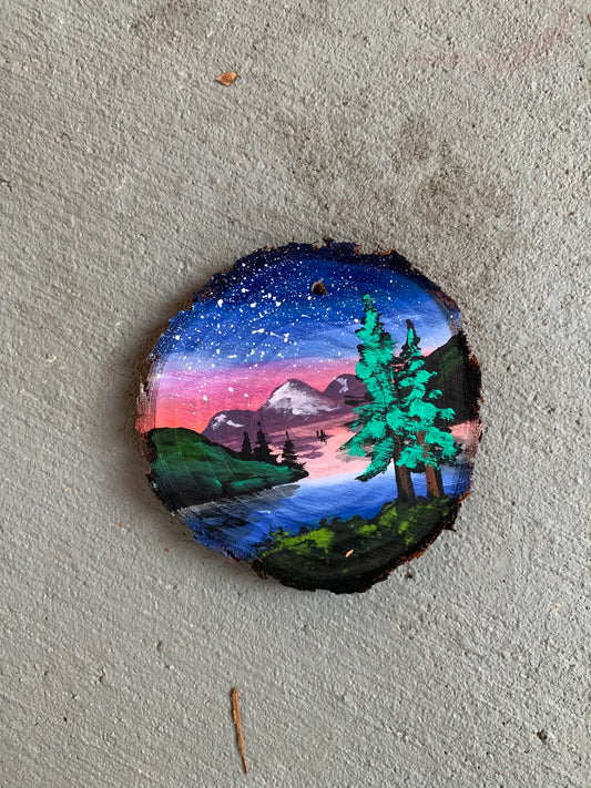 Lake Tahoe California tree wood painted ornament