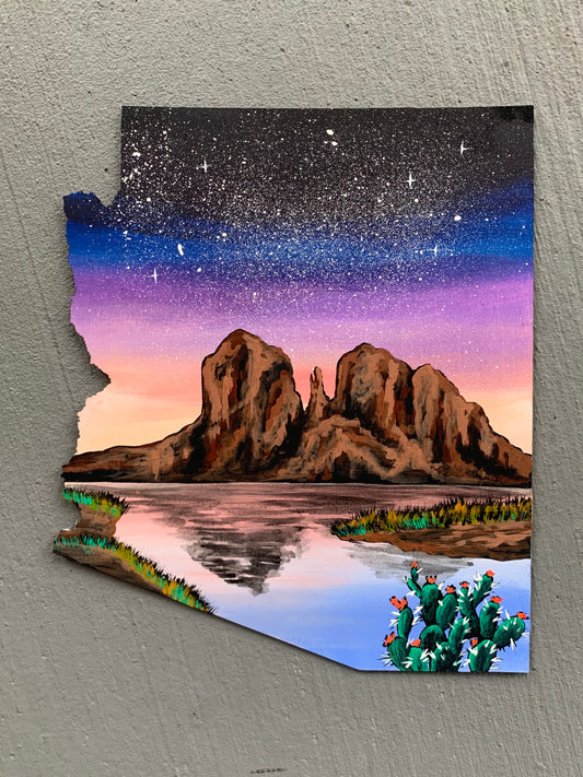 Cathedral rock sedona Arizona state wood cutout painting