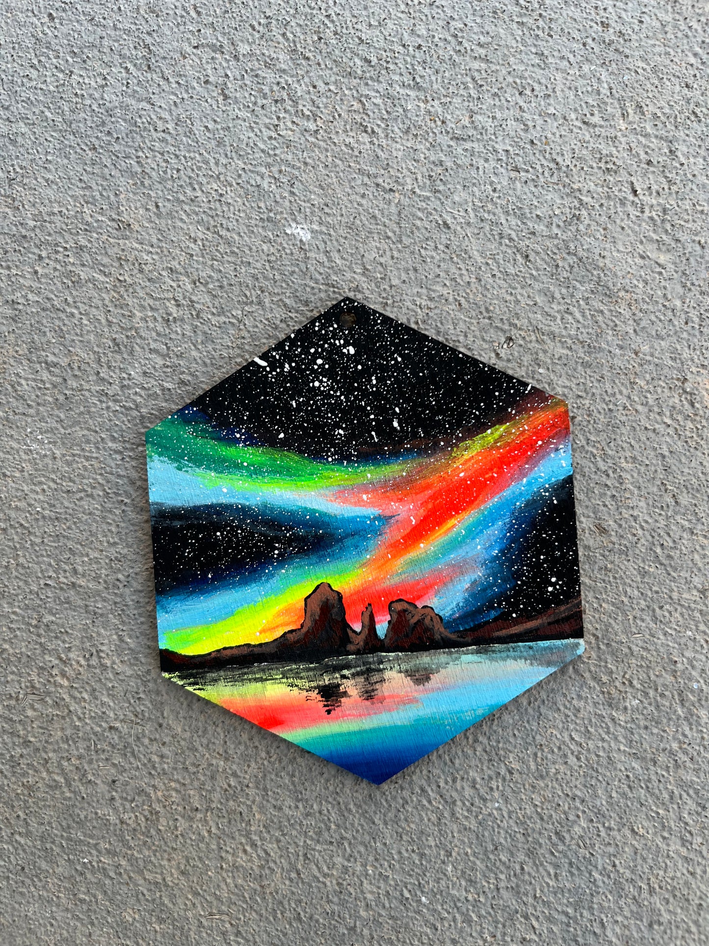 Desert galaxy cathedral rock handpainted ornament