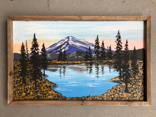 Mt rainier on framed wood