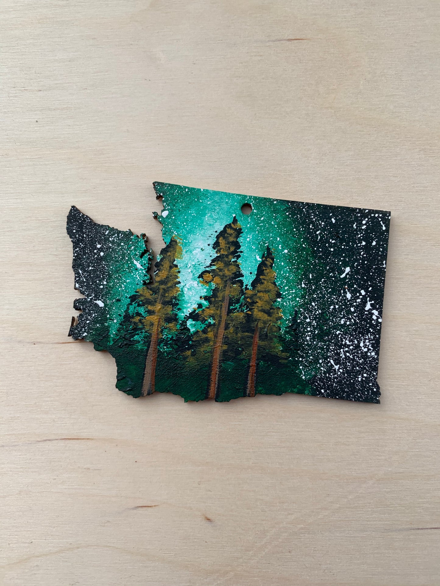 Washington evergreens state wood ornament